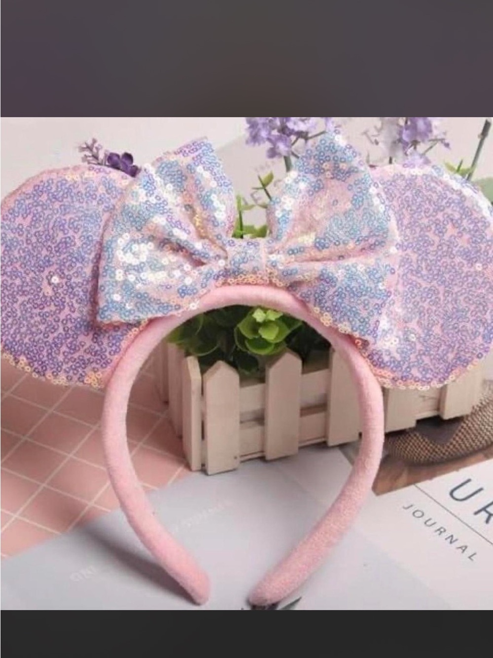 Pink Sequin Minnie-Style Ear Headband